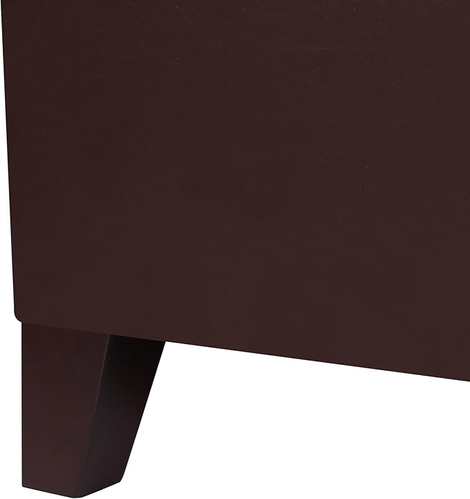 DECO DE VILLE 51 Inch Storage Ottoman Bench, Faux Leather Foot Rest with Hinged Lid, Long Rectangle Bed Bench for Living Room, Bedroom, Entryway, Coffee Brown