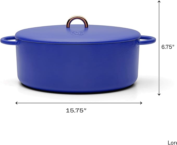 Great Jones Dutchess Cast Iron Dutch Oven Pot With Lid (Blueberry) - Large 6.75 Quart Size, Dual Handles - All Stovetop Safe - 500째 Dutch Oven For Bread Baking | Dishwasher Friendly
