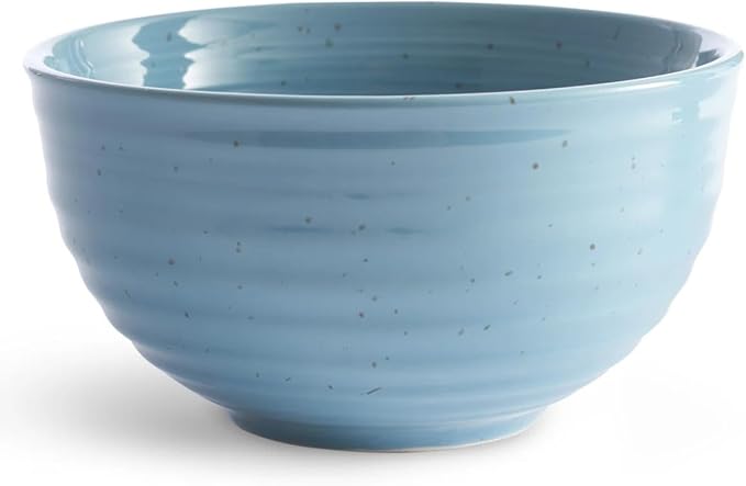 Sango Siterra Artist's Blend 16-Piece Stoneware Dinnerware Set ??Service for 4, Ocean Blue Glossy Glaze with Unique Speckled Design, for Everyday Dining & Entertainment, Microwave & Dishwasher Safe
