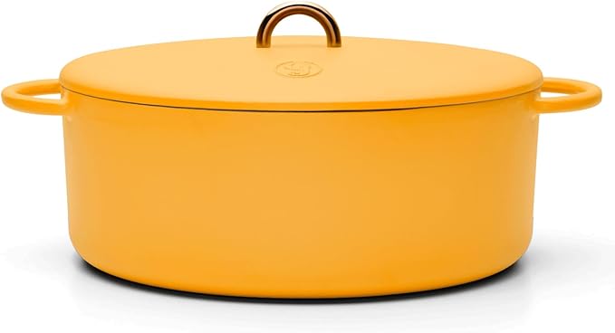 Great Jones Dutchess Cast Iron Dutch Oven Pot With Lid (Mustard) - Large 6.75 Quart Size, Dual Handles - All Stovetop Safe - 500째 Dutch Oven For Bread Baking | Dishwasher Friendly