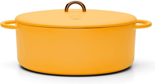 Great Jones Dutchess Cast Iron Dutch Oven Pot With Lid (Mustard) - Large 6.75 Quart Size, Dual Handles - All Stovetop Safe - 500째 Dutch Oven For Bread Baking | Dishwasher Friendly