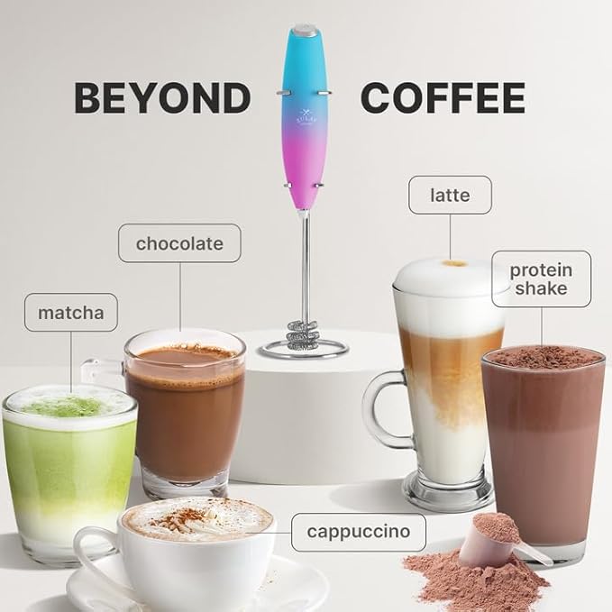 Zulay Kitchen Milk Frother with Patented Tornado Triple Whisk ??Handheld Foam Maker for Coffee, Lattes, Matcha & Hot Chocolate ??Rich, Creamy Froth in Seconds