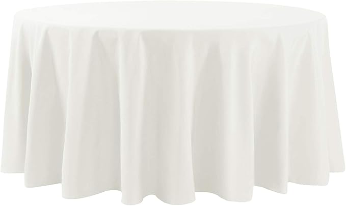Cupuamon 108 inch Round Tablecloth Washable Polyester Table Cloth Decorative Table Cover for Wedding Party Dining Banquet（108 inch,Ivory）