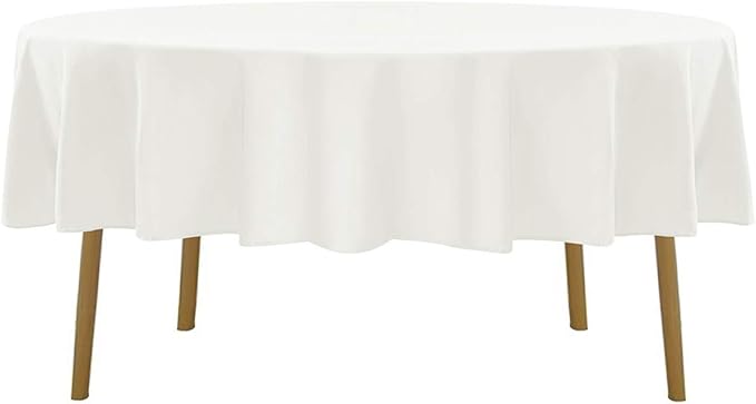 Cupuamon 70 inch Round Tablecloth Washable Polyester Table Cloth Decorative Table Cover for Wedding Party Dining Banquet（70 inch,Ivory）