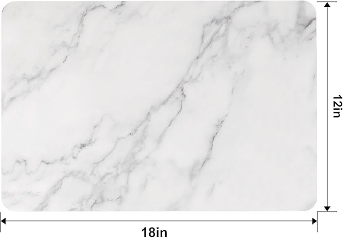 QIYI Placemats Set of 6, 12x18 Inch Faux Leather Place Mats for Kitchen Dinning, Heat Resistant Anti Slip Table Mats, Waterproof Wipeable Washable Placemat Party Table D챕cor, White Marble