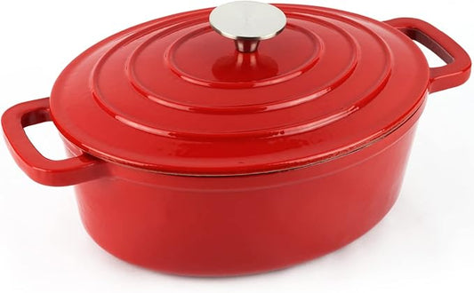 Magefesa FERRO 11-Inch Enameled Cast Iron Oval Dutch Oven with Lid, 3.5 Quarts, Superior Heat Retention & Distribution, Compatible with All Stovetops, Induction & Oven Safe
