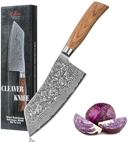 Wakoli EDIB Pro Cai Dao Knife ??Japanese Style Chef Knife | 7-Inch Genuine Damascus Steel Blade with VG10 Core | Ergonomic Pakkawood Handle | Professional Kitchen Tool in Gift Box