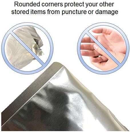 PackFreshUSA: 100 Pack - 7 Mil - One Gallon Seal-Top Stand Up Mylar Pouch Bags - 500cc Oxygen Absorbers- Resealable - Rounded Corners - Long-Term Food Storage