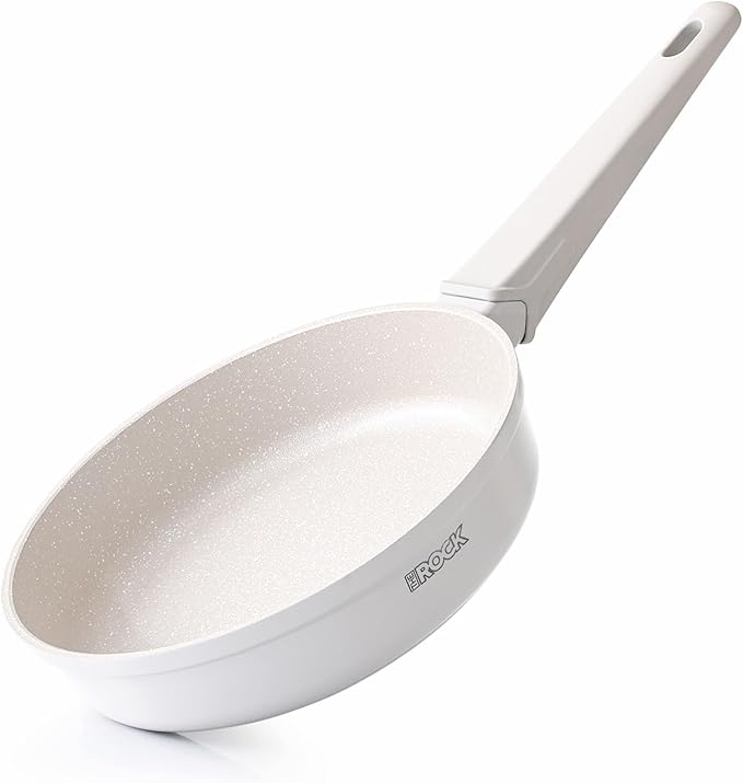 THE ROCK SOHO 8-Inch Ceramic Non Stick Frying Pan ??Nothing Sticks, Never Warps, Lasts Longer, Non Toxic Skillet with Heat-Resistant Handle, PTFE PFOA & PFAS Free, Oven & Dishwasher Safe, Cream
