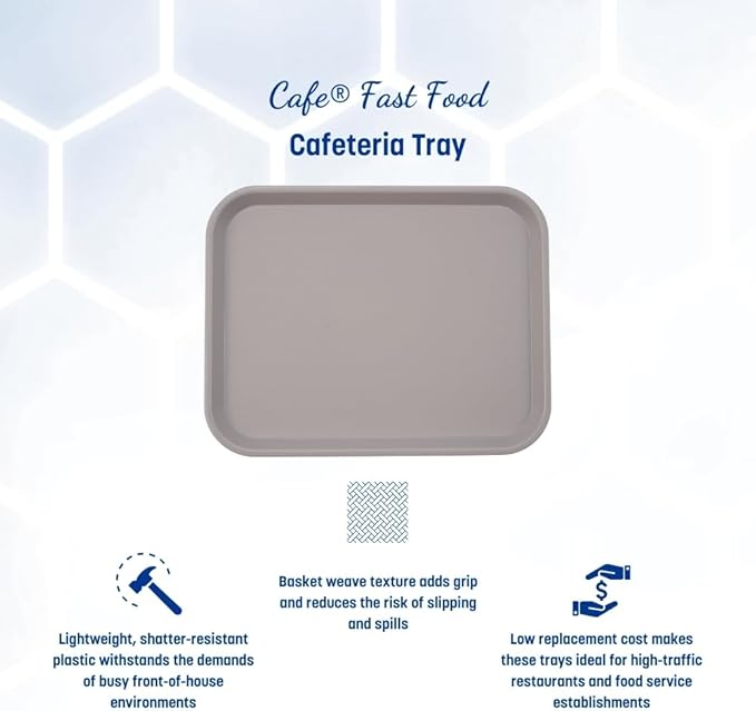 Carlisle FoodService Products Cafe Plastic Fast Food Tray, 14" x 18", Gray