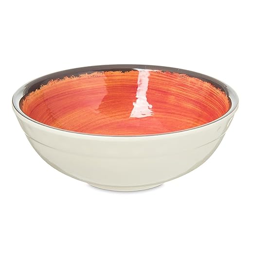 Carlisle FoodService Products Mingle Resuable Plastic Bowl Small Bowl with Pottery Style for Home and Restaurant, Melamine, 17 Ounces, Fireball, (Pack of 12)