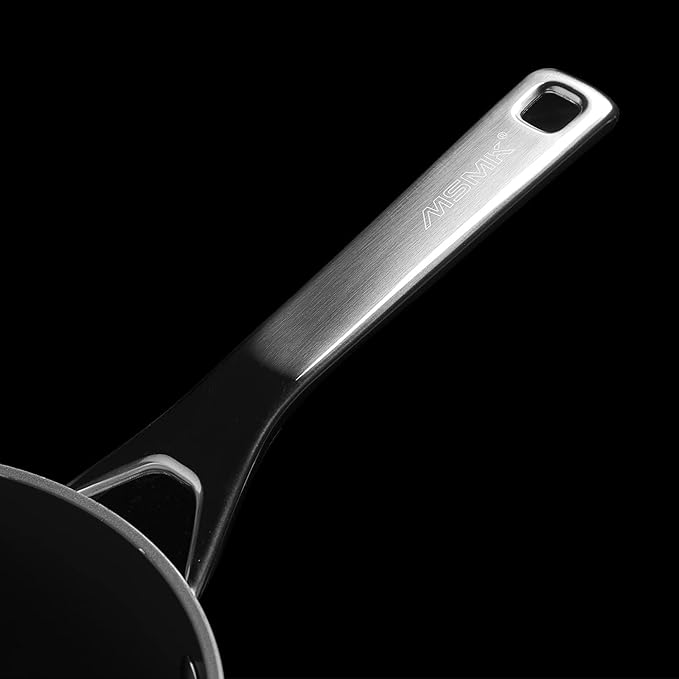 MSMK 1.5 QT PFAS-FREE Ceramic enamel saucepan with Tempered Glass Lid, Rice Burnt also Non stick, Dishwasher and Oven Safe, Induction Ready, Compatible with All Cooktops, Butter color