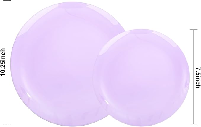KIRE 60PCS Purple Plastic Plates Disposable - Heavy Duty Purple Plates Include 30Pcs 10.25??Dinner and 30Pcs 7.5??for Dessert/Salad - for Wedding/Bridal Shower