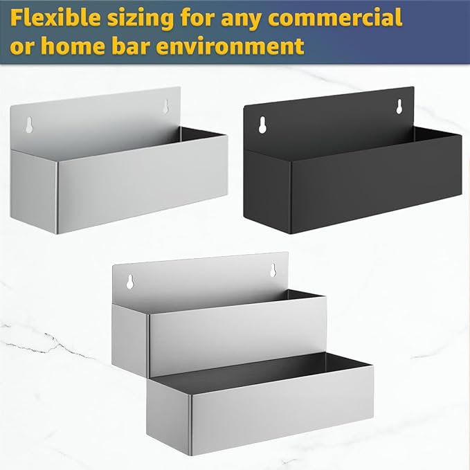 32" Stainless Steel Single Tier Speed Rail, Restaurant Bottle Holder, Liquor Rack, Drink Rail Shelf, Bar Organizer for Sauce, Syrup, Spice - Black