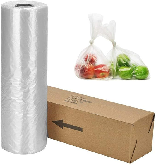 14" X 20" Clear Plastic Produce Bags on a Roll - 350 Bags per Roll, Ideal for Food Storage, Pets, Diapers