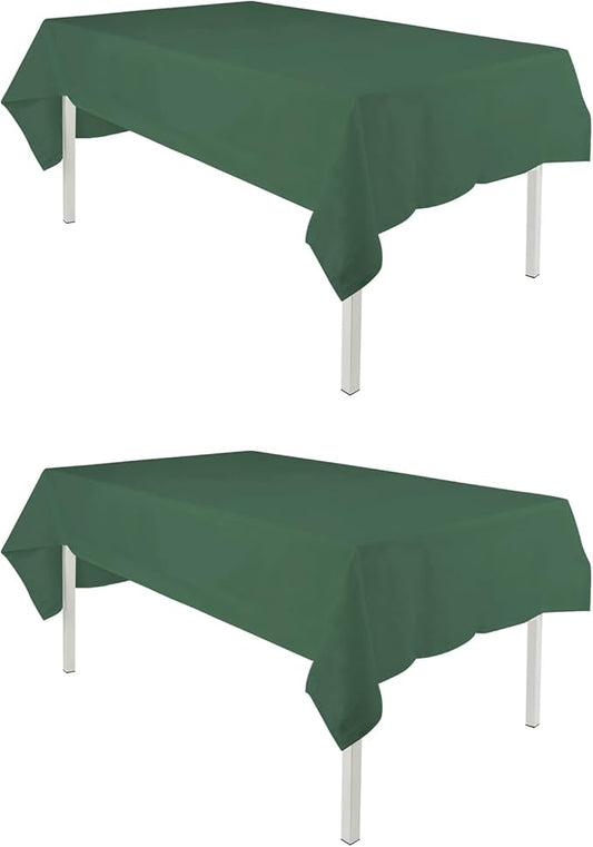TWINPRET Rectangle Tablecloth 60 x 126 Inch, Green Waterproof Washable Polyester Table Cloth - Stain & Oil Resistant Rectangular Table Cover for Banquet & Party (Fits 8 Foot Tables) [2 Pack]