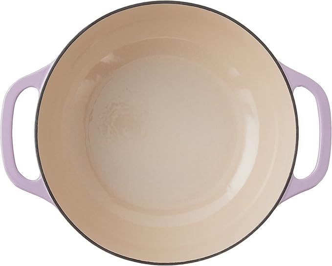 Lodge 3 Quart Enameled Cast Iron Dutch Oven with Lid ??Dual Handles ??Oven Safe up to 500째 F or on Stovetop - Use to Marinate, Cook, Bake, Refrigerate and Serve ??Lilac