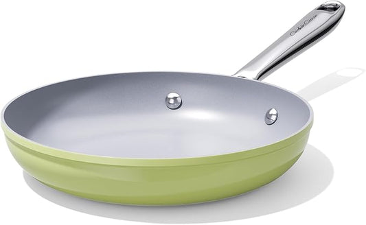 Nonstick Ceramic Frying Pan 10" Non Toxic Cooking Skillet for Eggs Pancakes & Stir Fry Even Heat Distribution PTFE/PFOA/PFAS Free Oven Safe Up to 500째F All Cooktops Compatible, Olive Green