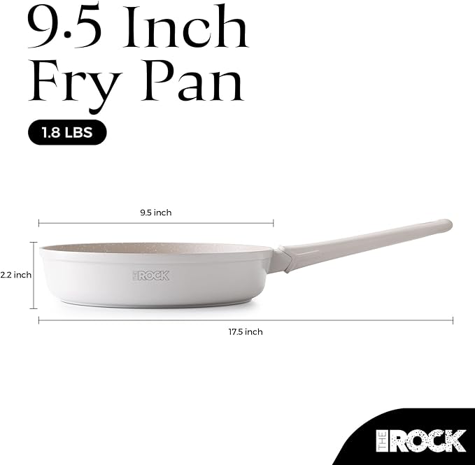 THE ROCK SOHO 9.5-Inch Ceramic Non Stick Frying Pan ??Nothing Sticks, Never Warps, Lasts Longer, Non Toxic Skillet with Heat-Resistant Handle, PTFE PFOA & PFAS Free, Oven & Dishwasher Safe, Cream