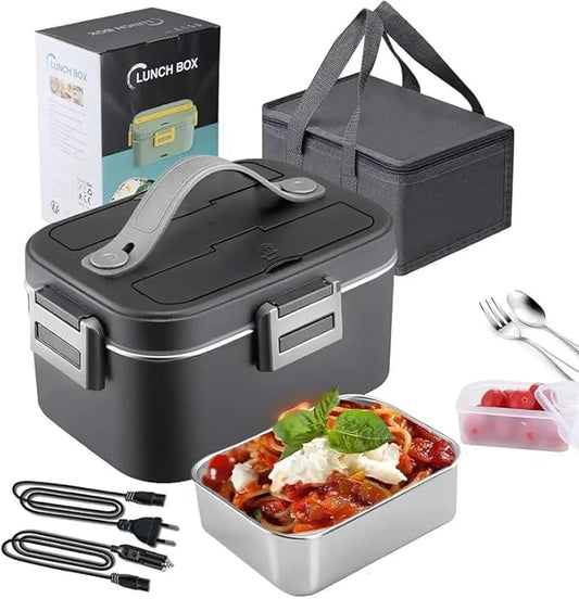 Yofidra Electric Lunch Box Food Warmer, 75W Wired Heated Lunch Box with Carry Bag, 1.8L Portable Fast Heating Lunchbox Food Heater for Car, Truck, Work, Travel