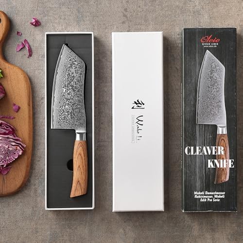 Wakoli EDIB Pro Cai Dao Knife ??Japanese Style Chef Knife | 7-Inch Genuine Damascus Steel Blade with VG10 Core | Ergonomic Pakkawood Handle | Professional Kitchen Tool in Gift Box