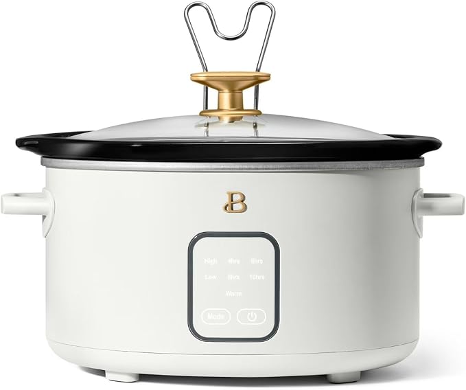 Beautiful 4-Qt Digital Slow Cooker with Smart Touch Screen, Removable Pot, Timer Presets, Ideal for Small Families