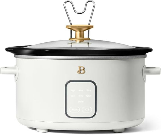 Beautiful 4-Qt Digital Slow Cooker with Smart Touch Screen, Removable Pot, Timer Presets, Ideal for Small Families