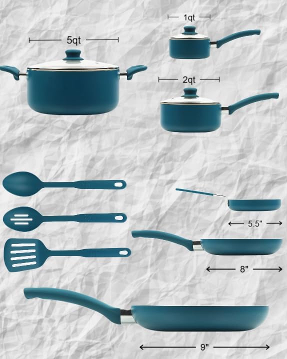 12 Piece Ceramic Nonstick Aluminum Pots and Pans Cookware Set Non-stick ceramic coating Suitable for all stoves except induction cooktops.