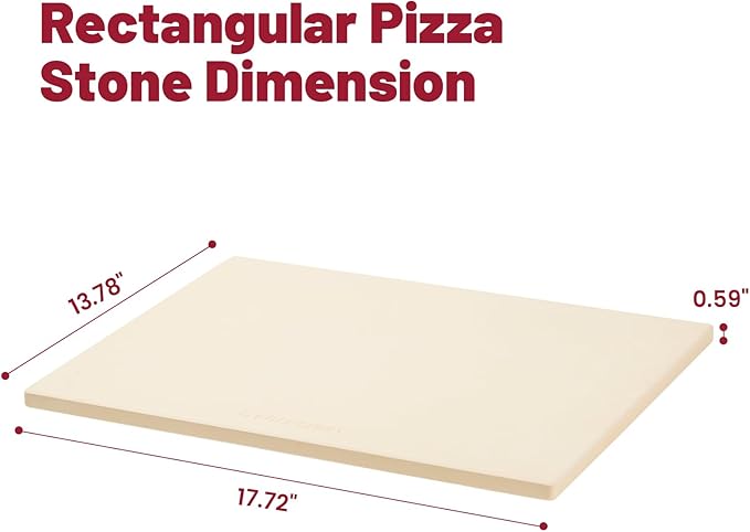 ROCKSHEAT Professional Pizza Stone for Oven ??13.8x17.7 Inch Cordierite Baking Stone Board, Grill & BBQ Safe, Heavy Duty for Perfect Crust (35x45cm)