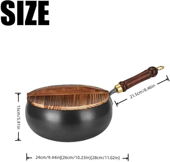 Jinswhdre Cast Iron Skillet, Uncoating Cast Iron Pot, Multi-purpose Frying Wok, Hand-Forged Non-stick Pans Without Coating, High Purity Frying Pans For Cooking