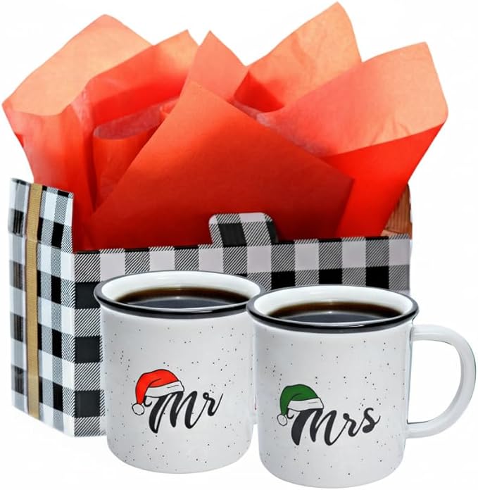 MAINEVENT Mr and Mrs Christmas Mugs Coffee Set of 2 11 Ounce Holiday Mugs