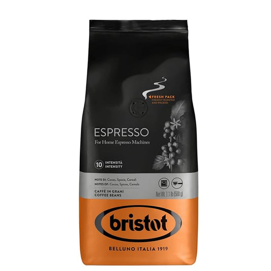 Bristot Italian Espresso ??Medium Roast Coffee Beans for Espresso Machines ??Rich Aroma of Cocoa, Spices & Cereals ??1.1 lb (500 g)