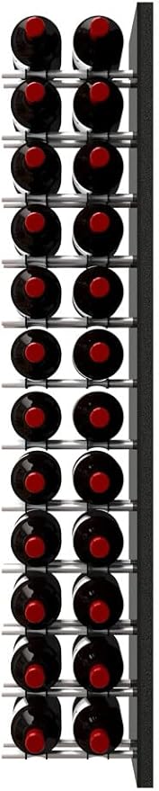 Ultra Wine Racks Fusion Wine Wall Label-Out (4 Foot, Double Deep, Black Acrylic, Satin Aluminum Peg) ??Modular Wine Rack for 24 Bottles, Easy Installation for Home Bar or Wine Cellar