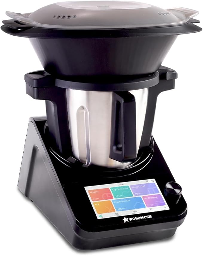 Wonderchef Chef Magic | All-in-One Kitchen Robot for Indian & International Cuisine | Automatic Chopping, Saut챕ing, Stirring, Kneading... | Mobile App | Recipes by Chef Sanjeev Kapoor | 2 Yr Warranty