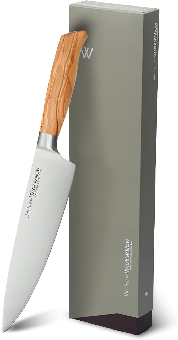 8 Inch Chef Knife ??Razor Sharp Swedish Steel Kitchen Knife with Italian Olive Wood Handle ??Premium Cutting Knife for Meat, Vegetables & Prep ??Gift for Home Cooks & Chefs