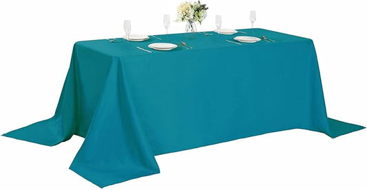Cupuamon Rectangle Tablecloth 90x156 inch Washable Polyester Fabric Table Cloth for Wedding Party Dining Banquet Decoration（90x156, Caribbean Blue）