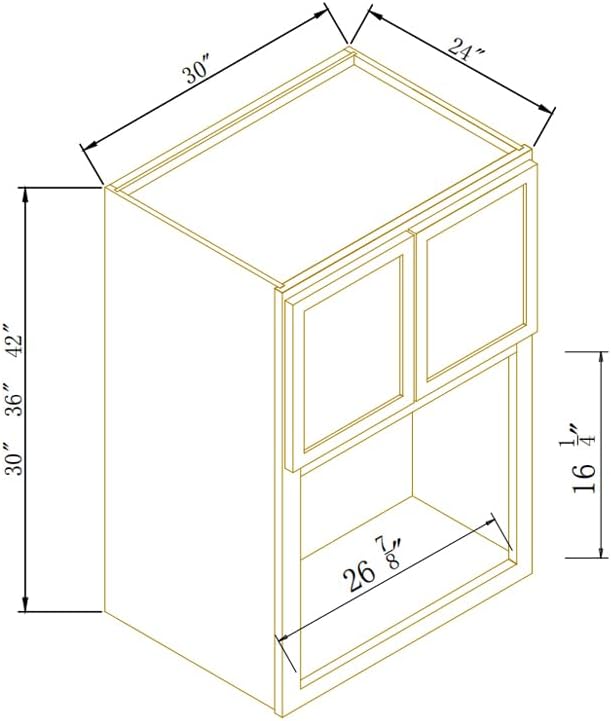 Solid Wood RTA Wall Microwave Cabinet with Open Shelves ??Shaker Style, Space-Saving Kitchen Pantry Storage, Durable and Versatile Wall-Mounted Organizer (NT-Charcoal Black, 30" W x 24" D x 36" H)