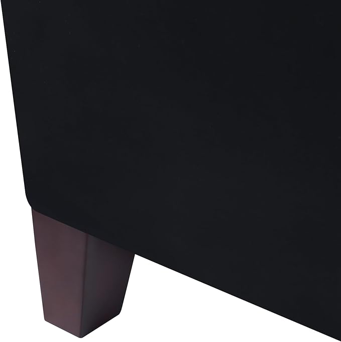 DECO DE VILLE Storage Ottoman Bench, 51 Inch Faux Leather Foot Rest with Hinged Lid, Black Bed Bench