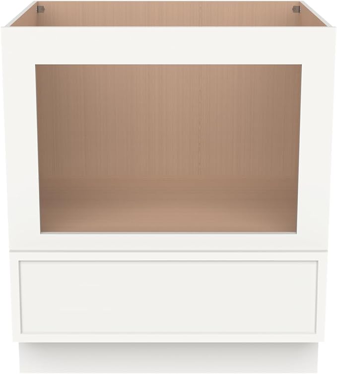 Solid Wood RTA 30" Microwave Base Cabinet,Kitchen Oven Cabinet - with 1 Full Overlay Drawer (Frame Dimension: 24''W*16''H) (Origami White -NT, 30" Width x 24" Depth x 34 1/2" Height)