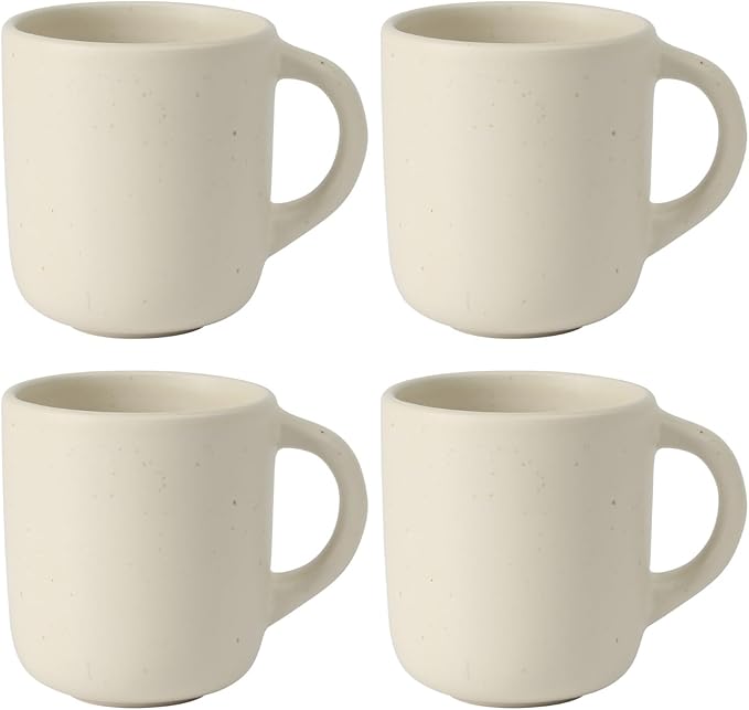 Bloomhouse - Two Time Oprah's Favorite Things Winner - Corsica Clay 4-Piece Mug Set ??Sea Salt White Stoneware Coffee & Tea Cups, Durable Ceramic Drinkware