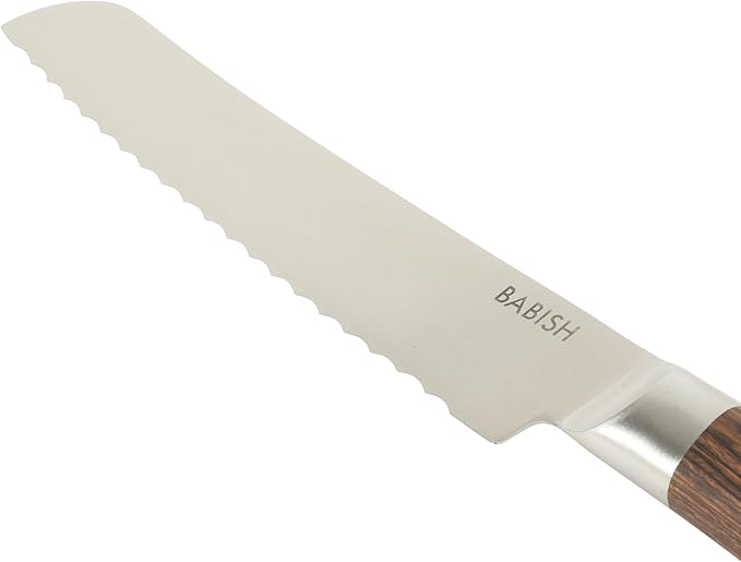 Babish 8-Inch Bread Knife ??High-Carbon 1.4116 German Steel Serrated Knife with Dark Pakka Wood Handle, Full-Tang Razor Sharp Kitchen Knife for Slicing Bread, Crusting & Artisan Loaves