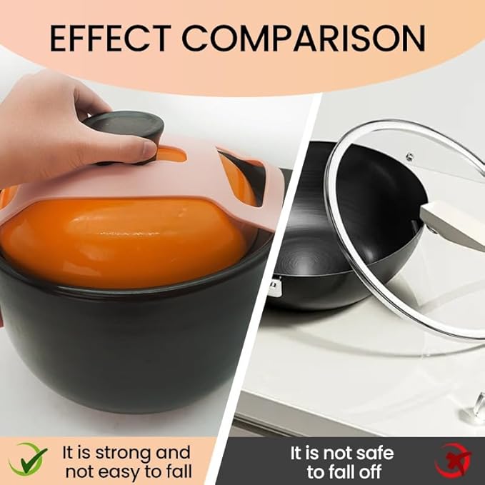 Silicone Lid Lock Strap for Crockpot Slow Cooker (6/7/8 Quart) - Universal Rubber Band Secure Lid Holder | Heat-Resistant, No-Spill Design Transport Accessories (2Black)