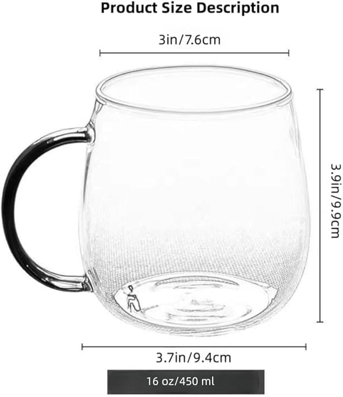 glass coffee mugs set of 6, clear coffee mug，Multi-coloured handles for easy differentiation ，borosilicate coffee glasses with handle16 oz ，Can be used as a gift…