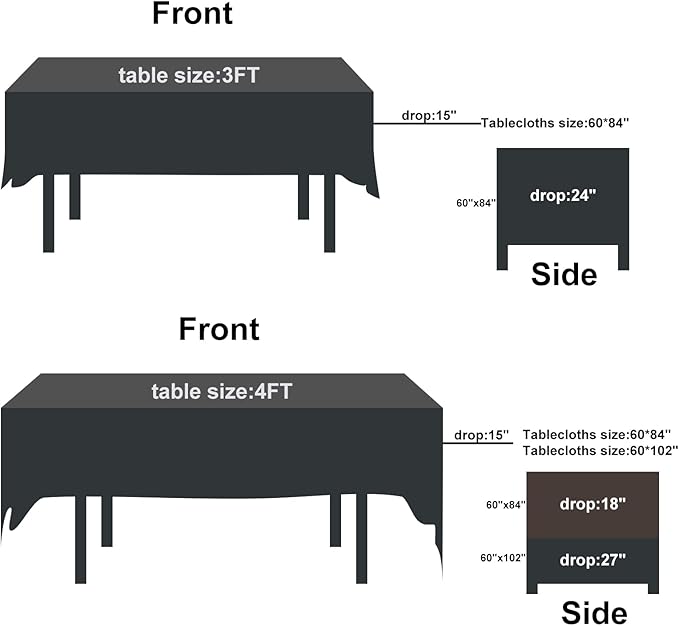 Cupuamon Rectangle Tablecloth 60x84 inch Washable Polyester Fabric Table Cloth for Wedding Party Dining Banquet Decoration（60x84, White）