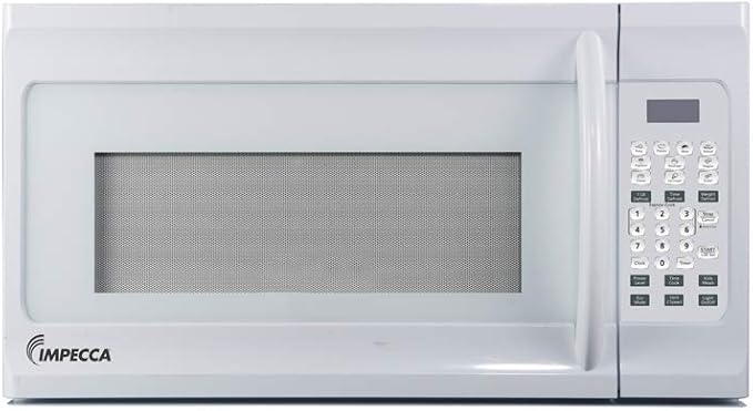 Impecca 1.6 cu. ft. Over-the-Range 30??Microwave Oven 1000 Watts, with Surface Light, 2 Speed Vent System, Touchpad Controls, Digital Clock, Timer, LED Display and Child Lock, White