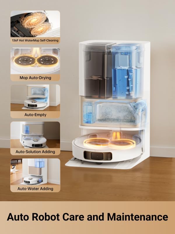 DREAME L10s Pro Ultra Heat Robot Vacuum and Mop Combo, Mop Extend, 7000Pa Suction, Auto Robot Care and Maintenance, 136째F Hot Water Mop Self-Cleaning, Obstacle Avoidance, Ideal for Hair, Carpets