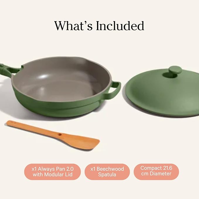 Our Place Mini Always Pan | 8.5" Ceramic Pan with Modular Lid & Beechwood Spatula | Patented 10-in-1 Nonstick, Non-Toxic Cookware Made Without PFAS | Induction & Oven-Safe up to 450째F | Sage