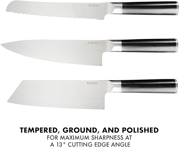 Babish 14-Piece Full Tang Forged Kitchen Knife Set ??High-Carbon 1.4116 German Steel Cutlery with Protective Sheaths ??Professional Chef Knife Set