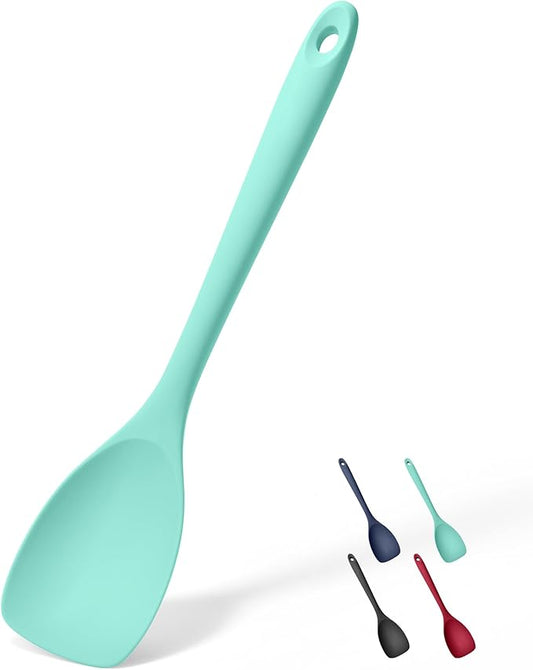 Doosu Silicone Spoon Spatula, 600쨘F Heat-Resistant Food Grade Rubber Spoonula with Seamless Design, Non-Stick Flexible Scraper Kitchen Cooking Spoon Baking Tool for Mixing, Scraping (Aqua Sky)