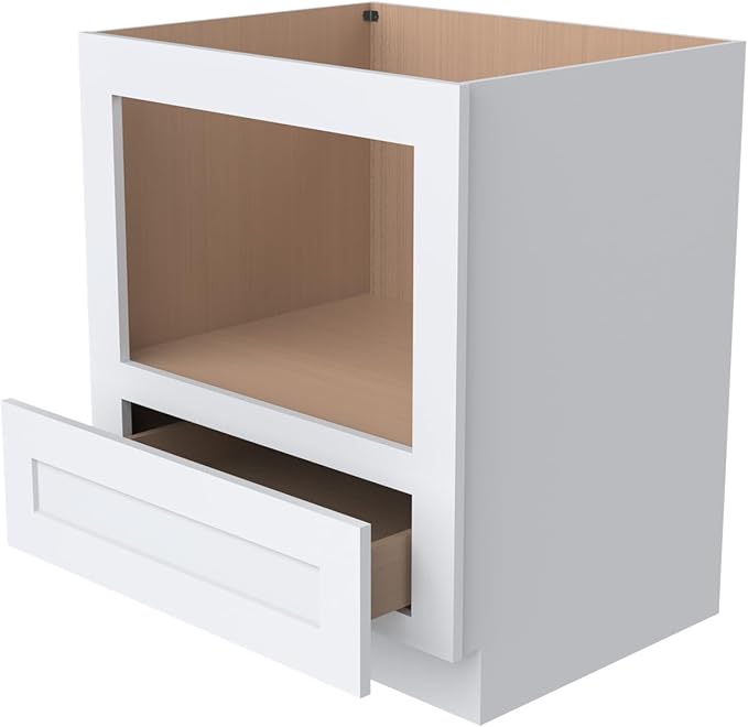 Microwave Base Cabinet ??Solid Wood Shaker Style Kitchen Storage Base Unit with Drawer & Soft-Close Doors, RTA Pantry Cupboard for Dining Room, Coffee Bar 30" W x 24" D x 34 1/2" H (White)